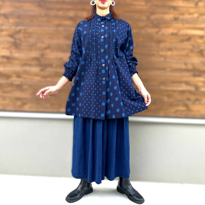楽天市場】儀右ヱ門【久留米絣フリルブラウス】ふりるタックふんわり 