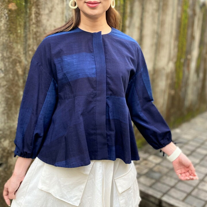 良品 儀右衛門 サラサ ブラウス 婦人 リネン 洗いざらし 七分袖 