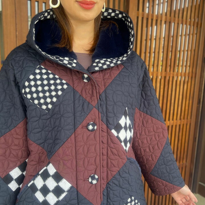 楽天市場】儀右ヱ門【久留米絣キルティング裏ボアジャケット】前開き綿  