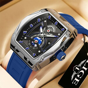 Lige-メンズスクエアクォーツ時計、シリコン、大型時計、ビジネス、ミリタリー、防水、スポーツファッション、カジュアル、新品