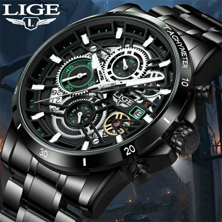 楽天市場】Lige-ボックス付きメンズ防水クォーツ時計、ビジネス 
