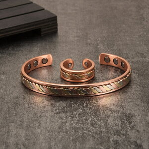 純銅製ジュエリー 純銅磁気ブレスレット エネルギーマグネット付き 磁気ブレスレット リング 痩身 調節可能 健康エネルギー 高磁石 瞑想 ヨガ 指輪 銅ブレスレット ハンドメイド
