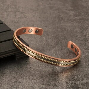 純銅製ジュエリー 純銅磁気ブレスレット エネルギーマグネット付き 磁気ブレスレット 痩身 調節可能 健康エネルギー 高磁石 瞑想 ヨガ 銅ブレスレット ハンドメイド
