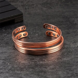 純銅製ジュエリー 純銅磁気ブレスレット エネルギーマグネット付き 磁気ブレスレット 痩身 調節可能 健康エネルギー 高磁石 瞑想 ヨガ 銅ブレスレット ハンドメイド
