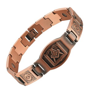 フリーメーソン 電磁波対策 純銅製ジュエリー 純銅磁気ブレスレット エネルギーマグネット付き 磁気ブレスレット 痩身 調節可能 健康エネルギー 高磁石 瞑想 ヨガ 銅ブレスレット ハンドメ