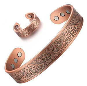 純銅製ジュエリー 純銅磁気ブレスレット エネルギーマグネット付き 磁気ブレスレット リング 痩身 調節可能 健康エネルギー 高磁石 瞑想 ヨガ 指輪 銅ブレスレット ハンドメイド