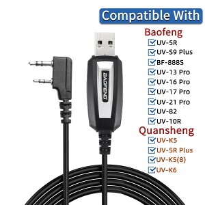 USB vO~OP[u CD t Baofeng UV-5R 82 888S UV-S9PLUS UV-13 16 17 21 Pro Quansheng UV-K5 5R Plus gV[o[WI gV[o[