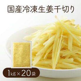 【送料無料】 【冷凍便】 【他商品同梱不可】 国産冷凍生姜 千切り 1kg×20袋 【業務用】 【まとめ買い】 千切り 刻み 調味料 薬味 生姜 しょうが ショウガ 国産