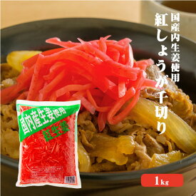 【送料発生】 国産生姜使用 紅しょうが千切り 1kg 【業務用】 千切り 甘酢 ガリ スライス 無着色 合成保存料 不使用 たこ焼き 焼きそば 生姜 しょうが ショウガ 国産