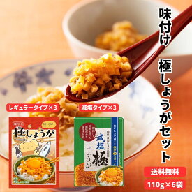 【送料無料】 味付け極しょうがセット6袋 ふりかけ ご飯のお供 酢しょうが おかず生姜 万能調味料 生姜 しょうが ショウガ 国産