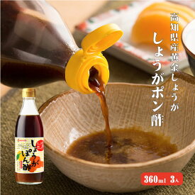 【送料無料】 高知産黄金しょうが・ゆず果汁使用 しょうがポン酢 360ml×3 ポン酢 柚子 水炊き 生姜 しょうが ショウガ 国産