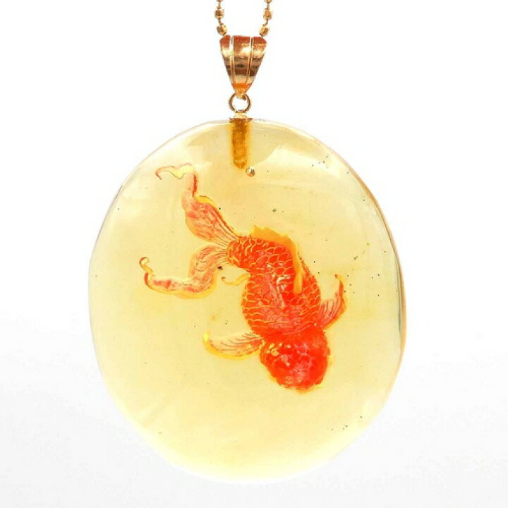 楽天市場】琥珀 ネックレス ペンダントトップ 金魚 インタリオ  