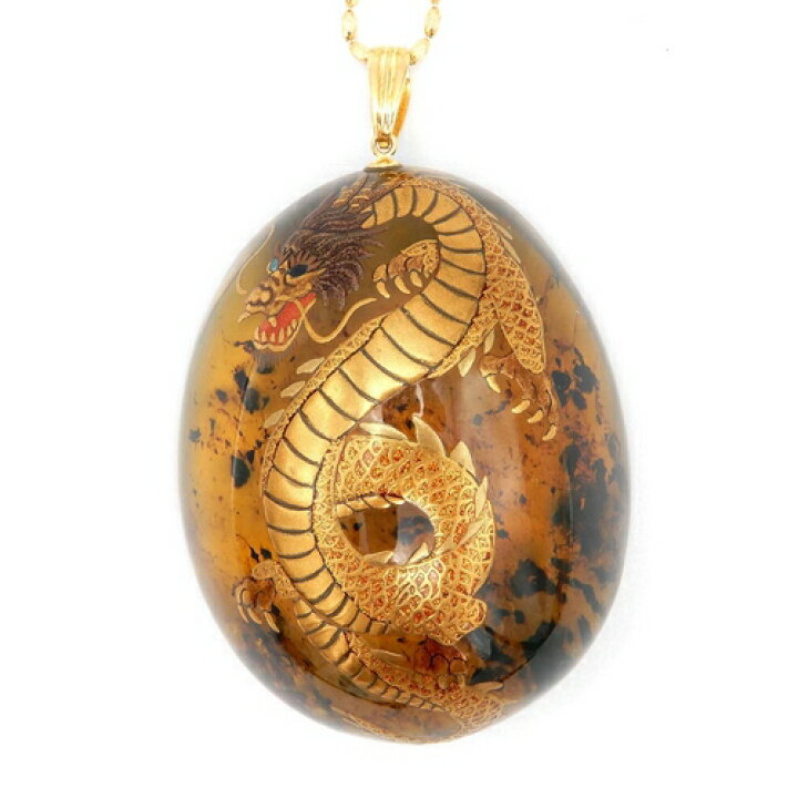 楽天市場】【動画あり】龍 ペンダントトップ 昇龍 琥珀 ネックレス  