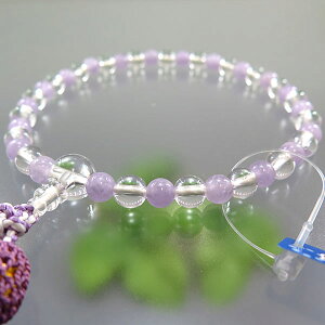 女性用お数珠 水晶 7mm玉 紫瑪瑙コンビ仕立て