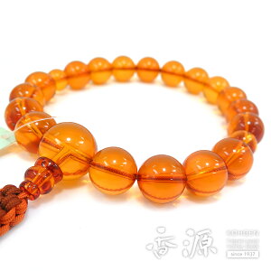 男性用のお数珠 天然琥珀 18玉 片手共仕立て 紐房 限定品