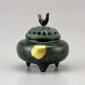 高岡銅器 香炉 珠玉型香炉 緑金色