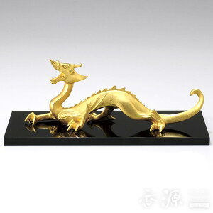高岡銅器 置物 真龍(辰) 金箔 塗板付 銅製 津田永寿作
