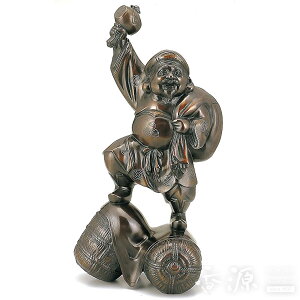 高岡銅器 置物 大黒 17号 銀線入 銅製