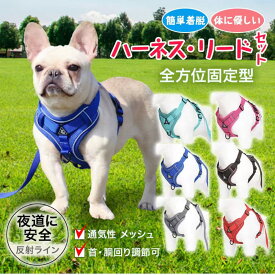 【期間限定SALE中！1,360円⇒1,160円！！】【14時までの注文確定で発送代行倉庫より当日発送！】犬 犬ハーネス ハーネス リード付き 犬用 猫用 ペット おしゃれ 脱げない かわいい 小型 中型 大型 メッシュ 胴輪 散歩