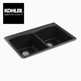 【公式】 KOHLER コーラー ケノン Kennon ネオロック キッチンシンク オーバーカウンター アンダーカウンター 2槽シンク 正規輸入品 輸入元保証 マットブラック 埋め込み 施主支給 新築 新居 注文住宅 リフォーム DIY K-8185-1-CM1 | シンク キッチン おしゃれ 流し台 黒