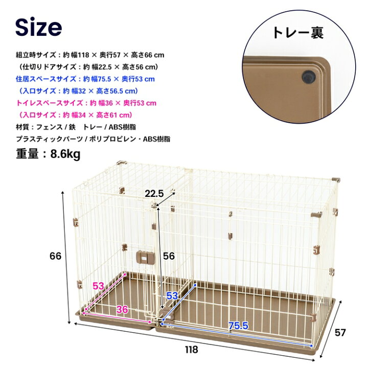 楽天市場】ペットサークル 犬 ケージ サークル ゲージ 2ルーム ツイン 