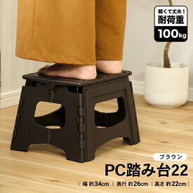 踏み台 PC 折りたたみ 22cm ブラウン コンパクト ステップ台 すべり止め付 ステップスツール 幅46cm 頑丈 耐荷重100kg 踏台 軽量 軽い 一段 大人 子供 キッチン 玄関 洗面所 手洗い 電球交換 コーナン LIFELEX