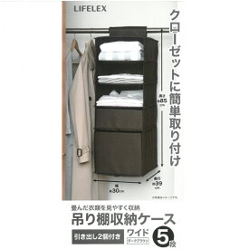 コーナン オリジナル LIFELEX 吊り棚収納ケース　ワイド5段　DBR