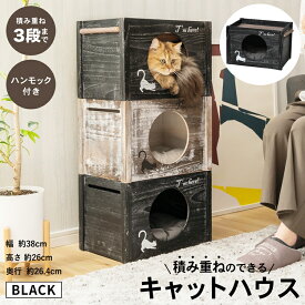 【7/20(日)限定 抽選で最大100%ポイントバック 要エントリー】LIFELEX コーナン オリジナル LIFELEX 積み重ねのできるキャットハウス　ハンモック付　ブラックアンティークブラック 約幅380×奥行264×高さ260mm