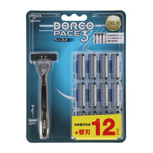 LIFELEX×DORCO 3枚刃替刃式カミソリ本体+替刃12個約幅158×奥行30×高さ209mm