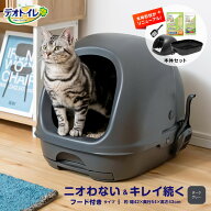 猫トイレ デオトイレ フード付き本体セット ダークグレー ニオイ菌99.9％抑制 ゆったり 飛び散り防止 清…