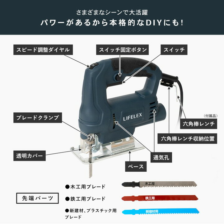 楽天市場 コーナン オリジナル Lifelex 変速ジグソー ｋｍ ４００ａ約幅２１０ 奥行７０ 高さ１９５ｍｍ コーナンｅショップ 楽天市場店