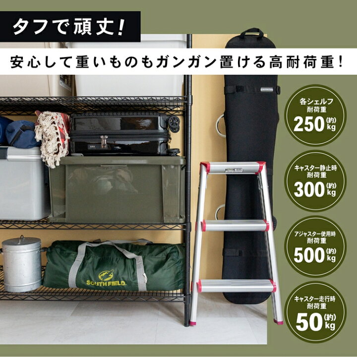 楽天市場】ラック スチール メタル システムラック 5段 L 12W 黒 収納 