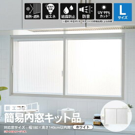 アクリサンデー 新エコな簡易内窓キット品 Lサイズ ホワイト 対象面材板厚3mm面材付 取付可能窓枠サイズ高さ1400mmx幅1800mm以内