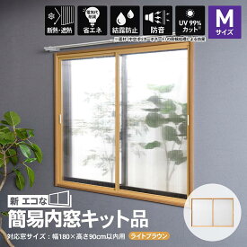 アクリサンデー 新エコな簡易内窓キット品 Mサイズ ライトブラウン 対象面材板厚3mm 面材付 取付可能窓枠サイズ高さ900mmx幅1800mm以内
