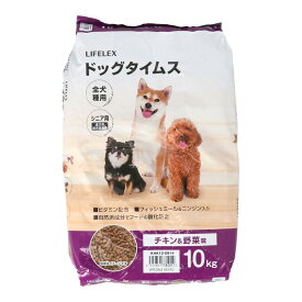 【4/5(日)限定 抽選で最大100%ポイントバック 要エントリー】ドッグフード 全犬種用 ドライフード ドッグタイムス チキン＆野菜味 10kg 大容量 大袋 成犬用 栄養バランスフード シニア用総合栄養食 フィッシュミール＆ニンジン入り
