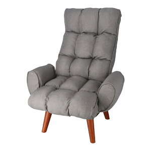 座椅子 回転チェア リクライニングチェア プラハ グレー 高座イス リラックスチェア ハイバック ざいす リビング ソファー 1人掛け クッション 背もたれ 足つき 肘掛け 立ち座り 新生活 母の