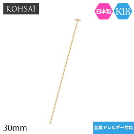 Tピン 30mm 3cm φ0.5mm【1個】 アクセサリー パーツ K18 ゴールド ツキサシ 2mm皿 芯径 0.5 mm ミドルサイズ つなぎ 線 ジョイント 基礎 定番 日本製 K18YG K18WG 金属アレルギー配慮 手芸 金具 ピアス ネックレス チャーム 素材 材料 ワイヤー | 18金 ハンドメイド 接続