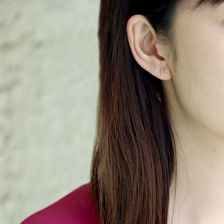 ピアス ダイヤモンド バー シンプル スタッドピアス つけっぱなし スマートポスト 落ちない 8mm 10mm 12mm 18k 18金 プラチナ 両耳 1ペア K18 金属アレルギー セカンドピアス キャッチ付 日本製 ダイヤモンドピアス ニッケルフリー | ジュエリー&パーツメーカーKOHSAi