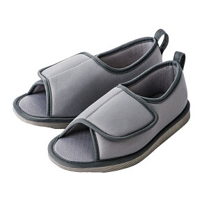 S2 転倒予防シューズつま先なし グレー S M L LL 3L 院内用 室内用 つまずき防止 軽い リハビリ