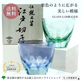 【全品ポイント15倍！8/11 1:59まで】江戸切子 砂切子 花火 青紅葉 冷茶グラス 送料無料 専用巾着 桐箱入り 伝統工芸品 椎名切子 おしゃれ かわいい ギフト プレゼント 母の日 父の日 敬老の日 お祝い GLASS-LAB株式会社