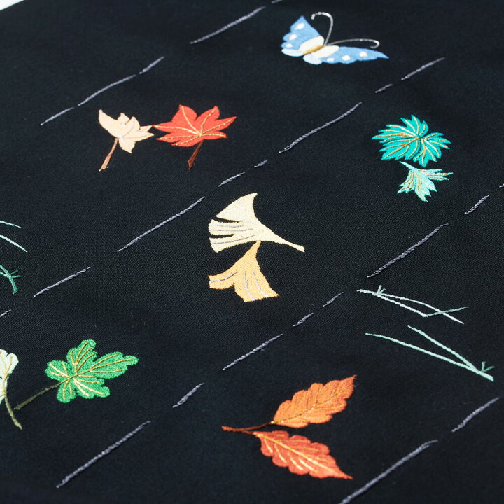 楽天市場】江戸刺繍 塩瀬名古屋帯 吹き寄せ柄 おしゃれ帯 黒地 伝統  