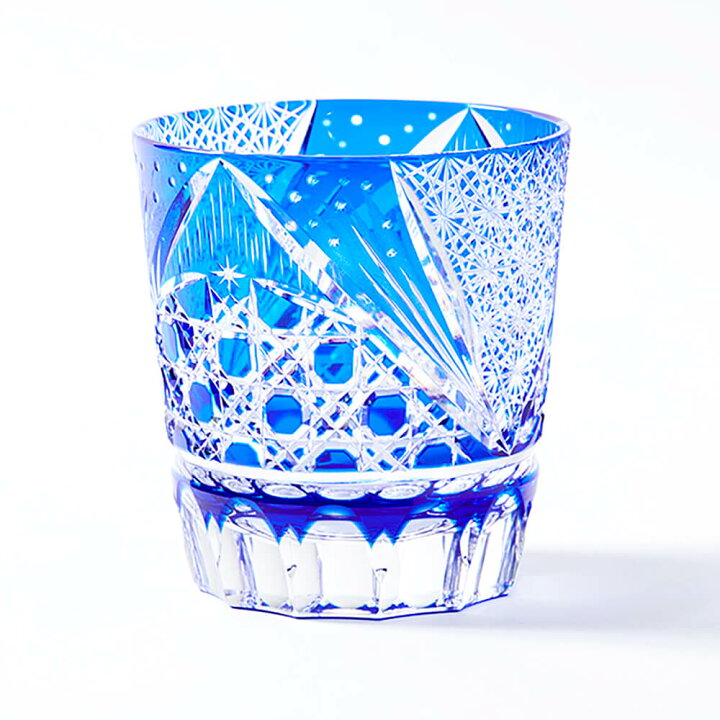 楽天市場】江戸切子 ロックグラス 木箱入り スターダスト 瑠璃 瑠璃  