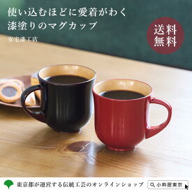 【全品ポイント15倍！8/11 1:59まで】本漆塗りマグカップ 送料無料 カップ 伝統工芸品 コーヒー お茶 紅茶 赤 朱 溜め色 ギフト プレゼント 敬老の日 お祝い 化粧箱 安宅漆工店 本漆塗り