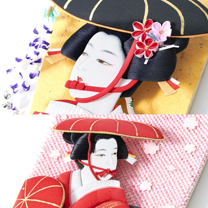 楽天市場】尺六寸 江戸押絵羽子板(正絹、上絵、絵絹面相) 飾り台付 2種 