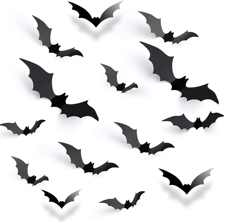 【12個 ハロウィン ウォールステッカー コウモリ 装飾 部屋 飾り 3D立体 PVC製 パーティー 小物 リサイクル リアルな蝙蝠感  四季の雑貨屋 