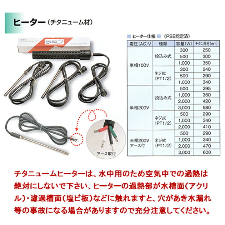 楽天市場】☆日東(ニットー) チタンヒーター 三相200V 2kw(ネジ付・投  