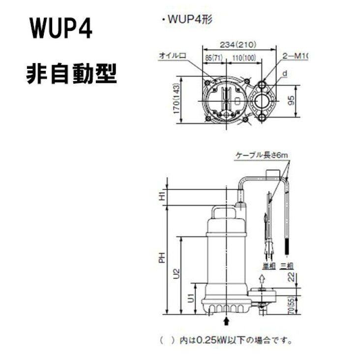 楽天市場】☆川本ポンプ カワペット WUP4-406-0.25T 三相200V 60Hz 非 