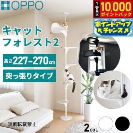 【9/15限定！抽選で最大1万ポイントバック】【レビュー特典あり】OPPO オッポ キャットタワー 突っ張り スリム 省スペース キャットフォレスト ツー CatForest-2 おしゃれ ブラック 猫 ネコ用品