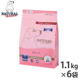 【店内ポイント最大39倍!本日限定!】ナチュラルハーベスト ドッグフード キドニア 慢性腎臓病用食事療法食 1.1kg×6袋セット【送料無料】 無添加 犬用 日本専用