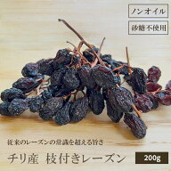 チリ産 枝付き レーズン 200g チリワイン の 聖地 アコンカグアバレー産 ノンオイル 砂糖不使用最高峰の…